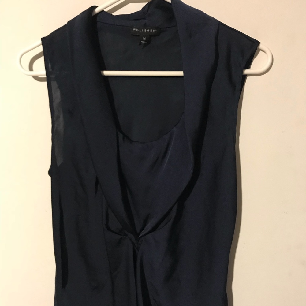 Willi Smith Navy Sleeveless Blouse